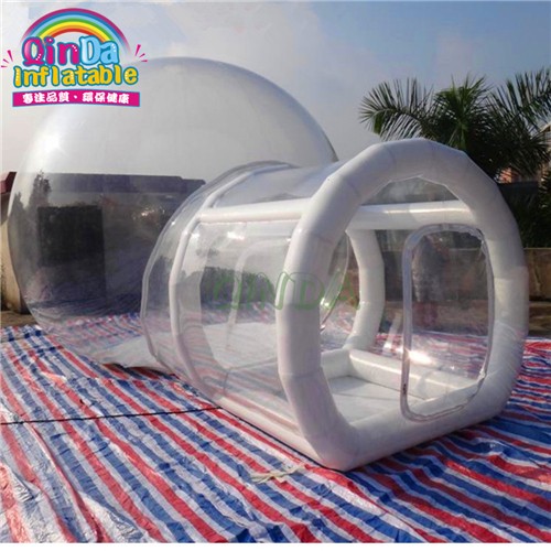 Clear inflatable bubble tent with tunnel