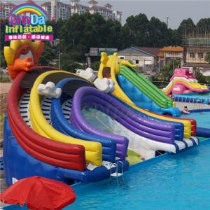 Commercial Water Park Colorful Stair Perosotan Inflatable Pool Rainbow Fur Slides For Pools