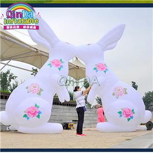 Customize inflatable White rabbit with light for advertising