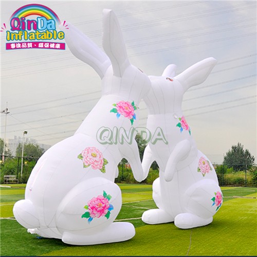 Customize inflatable White rabbit with light for advertising