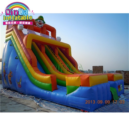 Funny backyard inflatable dry slide game for kids cheap lane inflatable clown slide