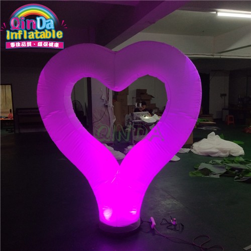 Valentine decoration red inflatable heart balloon with light