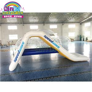 Water games inflatable floating slide and climbing island