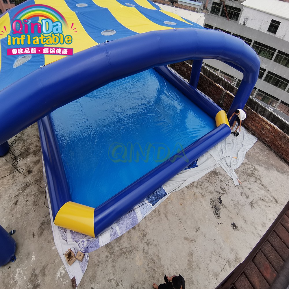 Outdoor inflatable swimming pool with cover tent for pools use