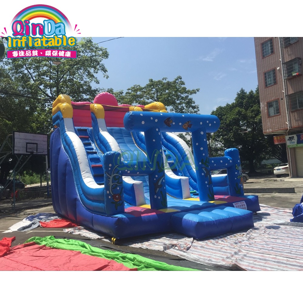 Commercial inflatable water park equipment, inflatable water slide with swimming pool 