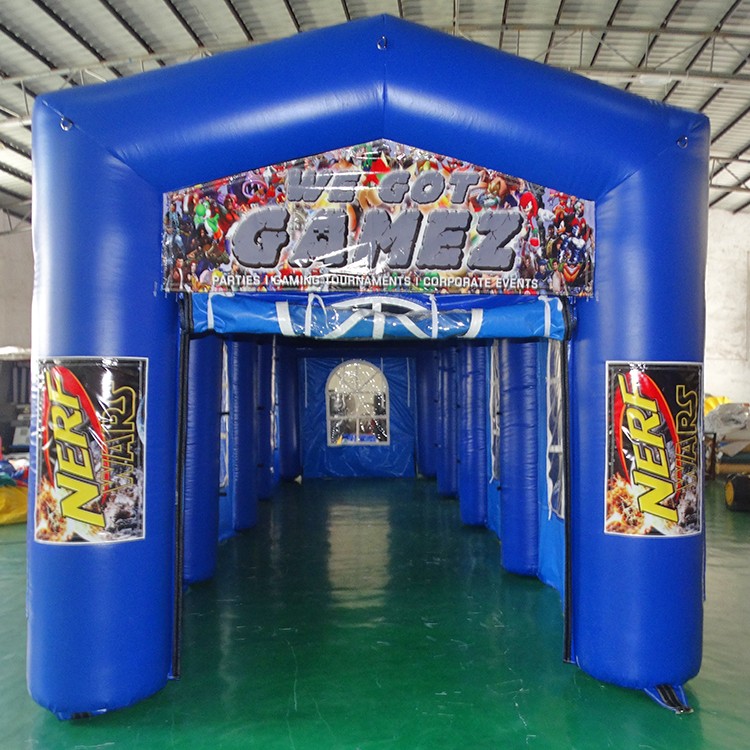 giant blue inflatable tunnel tent/ pure blue outdoor custom pvc inflatable tunnel tent