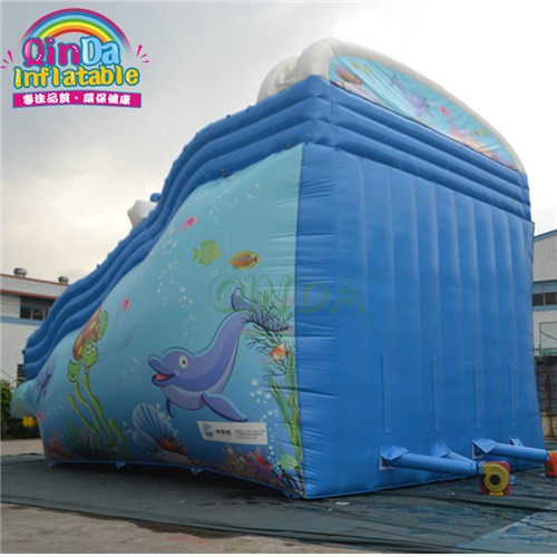 Summer water park steel pool use inflatable pool slide with climbing wall