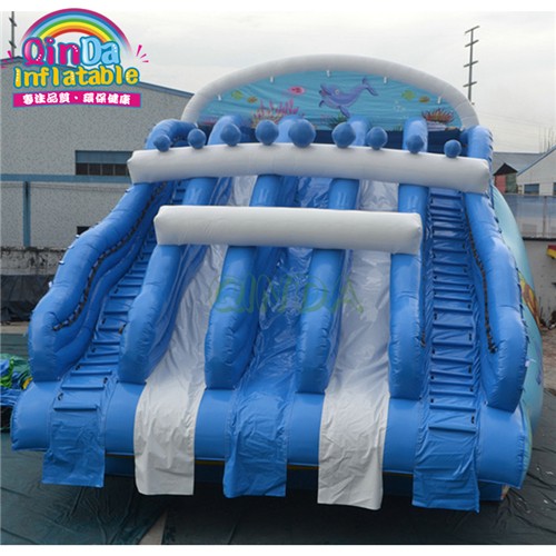 Summer water park steel pool use inflatable pool slide with climbing wall